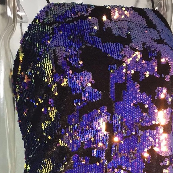 Purple and green sequin iridescent sequin dress - Picture 7 of 7